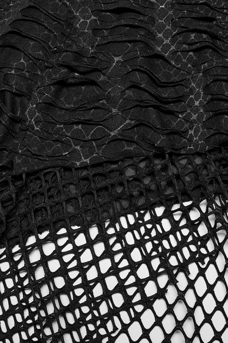 Black Cutout Irregular Ripped Gothic Dress