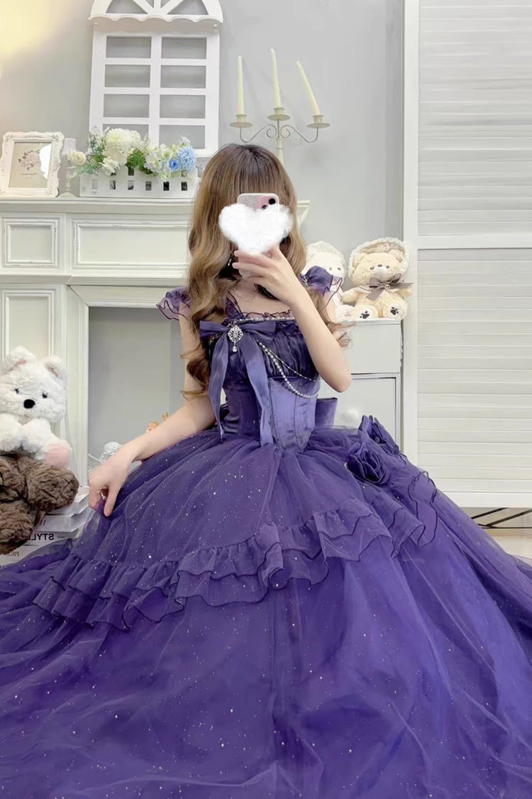 Purple Off-Shoulder Sweet Elegant Princess Lolita Dress with Bow
