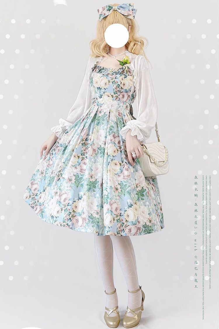 Elegant Lolita JSK Dress with Floral Print and Bow
