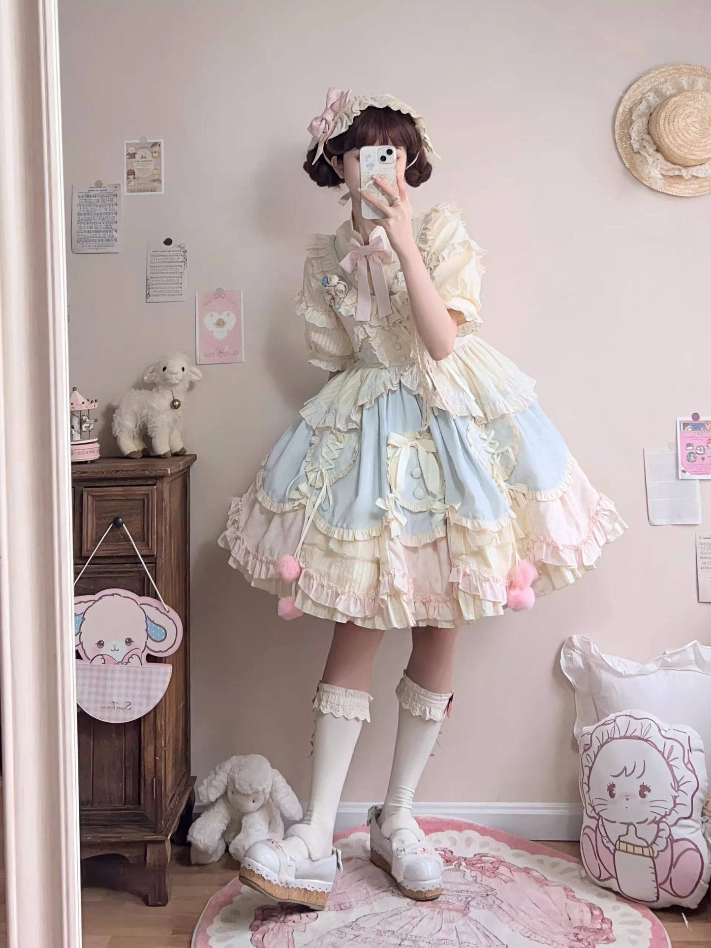 Short Version Sweet Lolita JSK with Lace and Bow