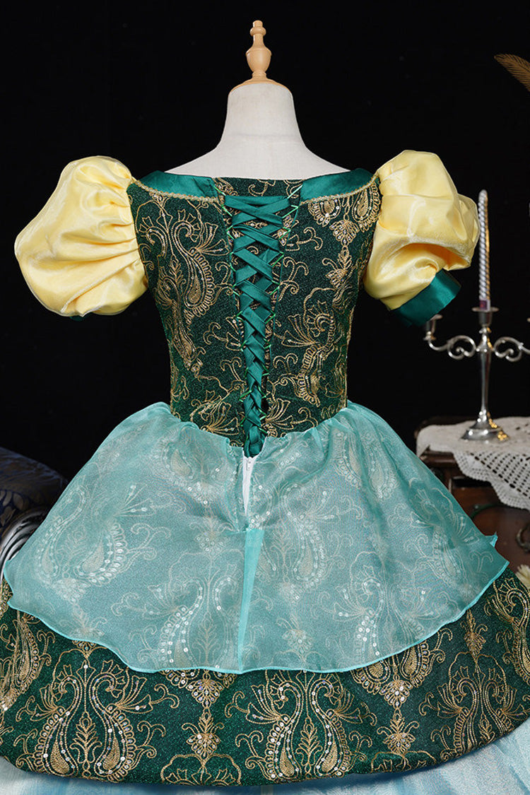 Square Collar Lantern Sleeve Embroidered Lace Victorian Palace Dress