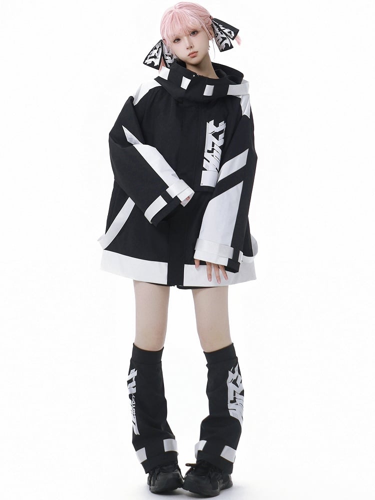 Black and White Jirai Kei Colorblock Shorts