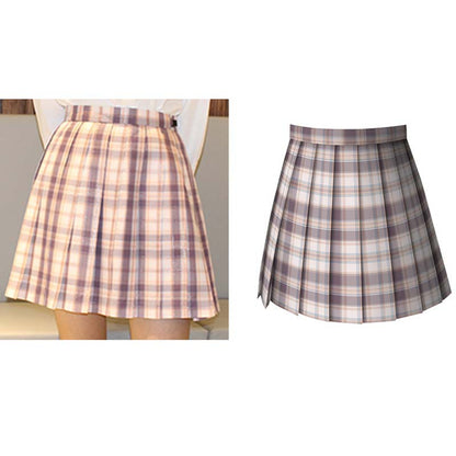 Plaid Print Pleated Skirt Bow Tie Set