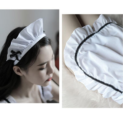 White Maid Ruffle Bow Stockings Lingerie