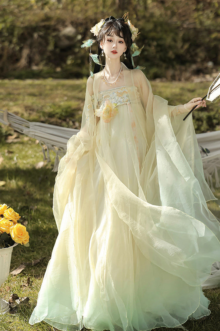 Spring Banquet High-Waisted Ombre Embroidered Classic Hanfu Set