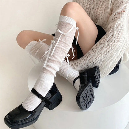 Lolita Bow High Socks