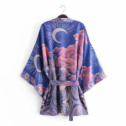 Vintage Moon Floral Print Cardigan Outerwear