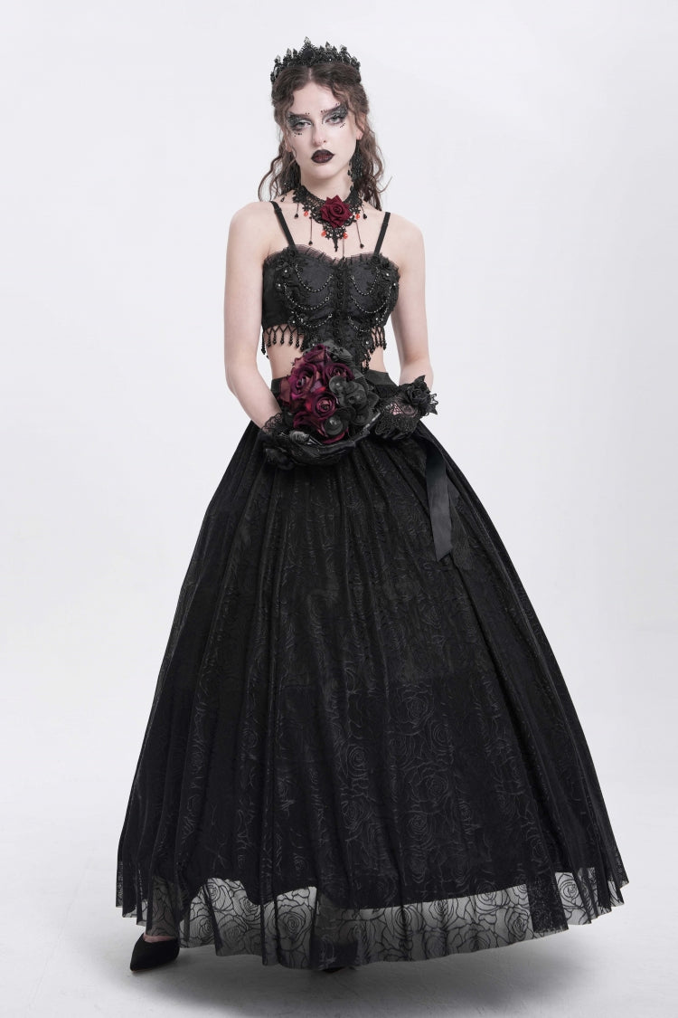 Jacquard Floral Lace Gothic Party Slip Dress