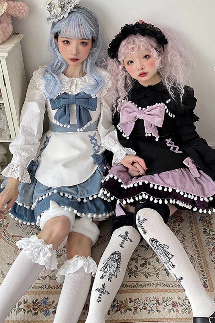 Bow-Trimmed Woolen Sweet JSK Dress with Confession Print - 5 Shades
