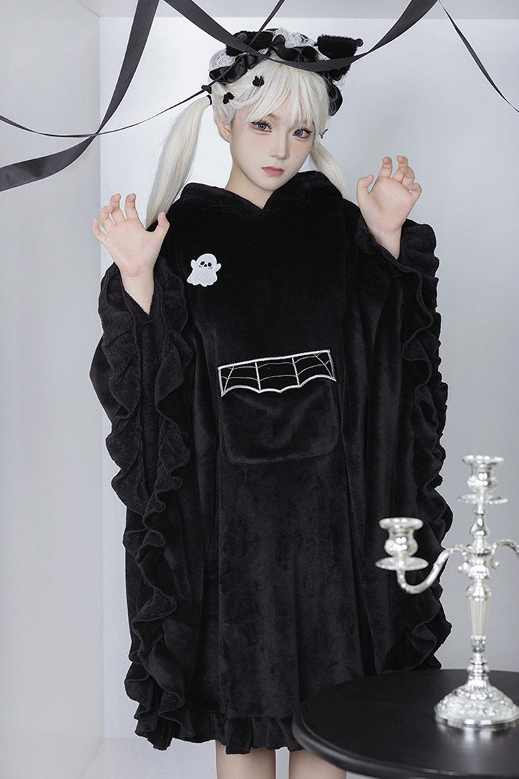 Sweet Lolita Hooded Coat Cloak with Ruffled Bat Design
