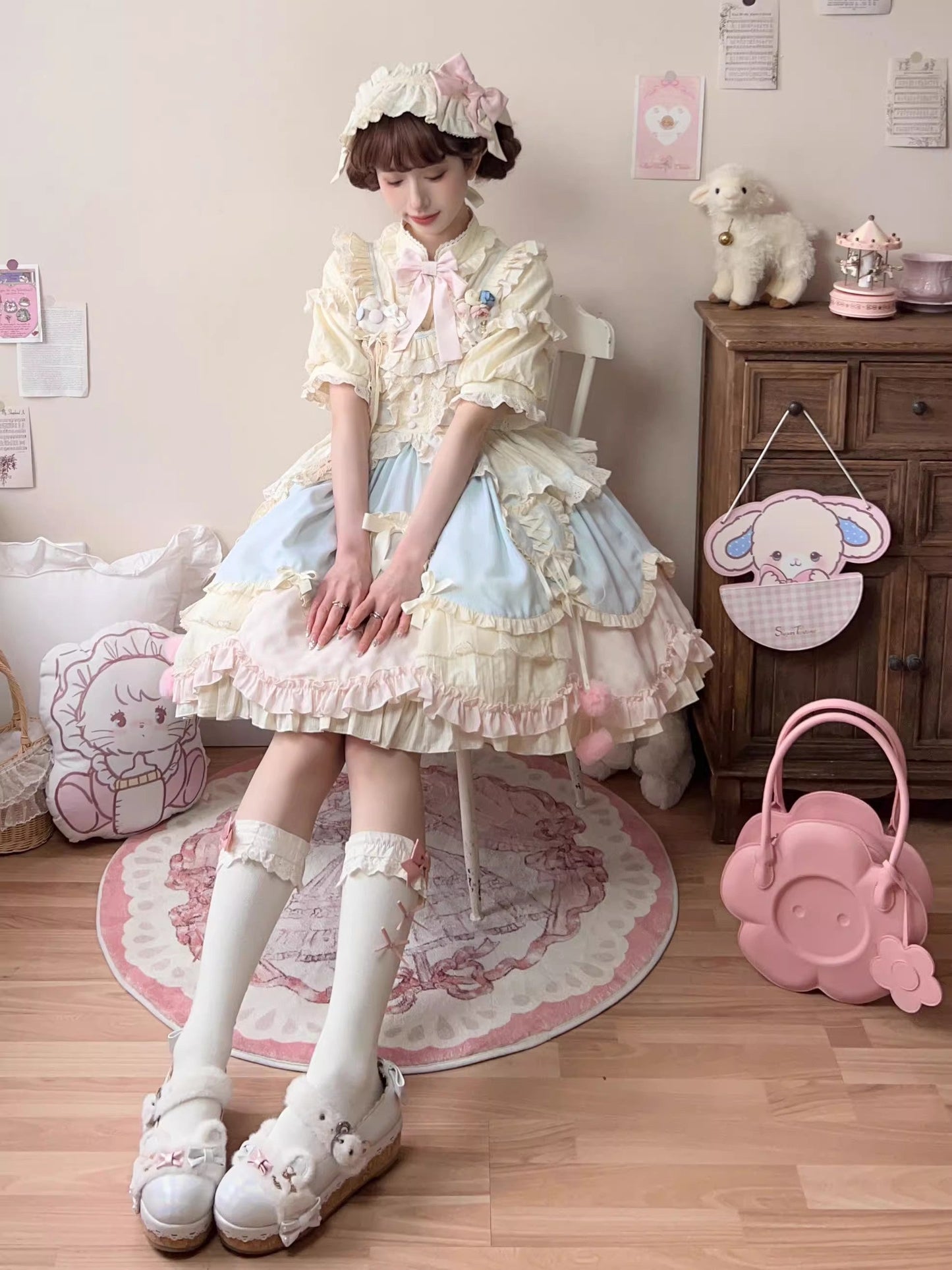Short Version Sweet Lolita JSK with Lace and Bow