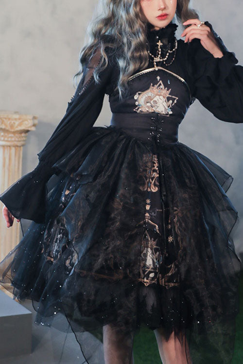 Gothic Lace Ruffle Strapless Lolita JSK Dress