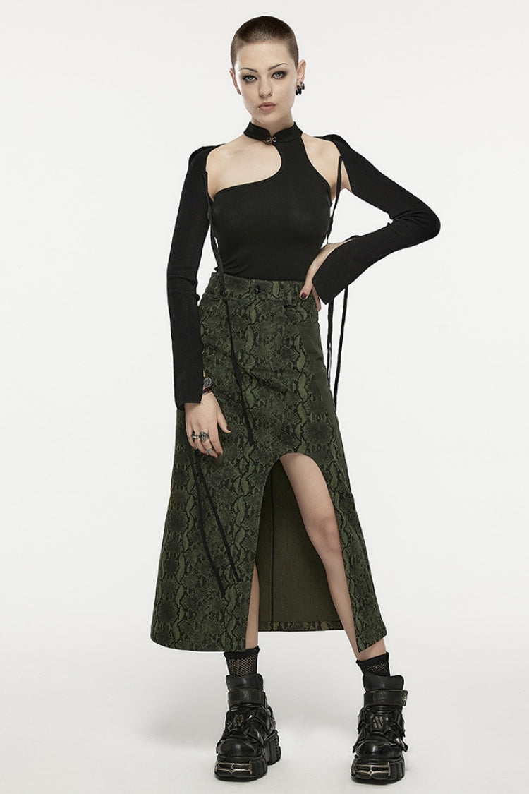 Asymmetric Punk Vest with Metal Buckle and Stand Collar