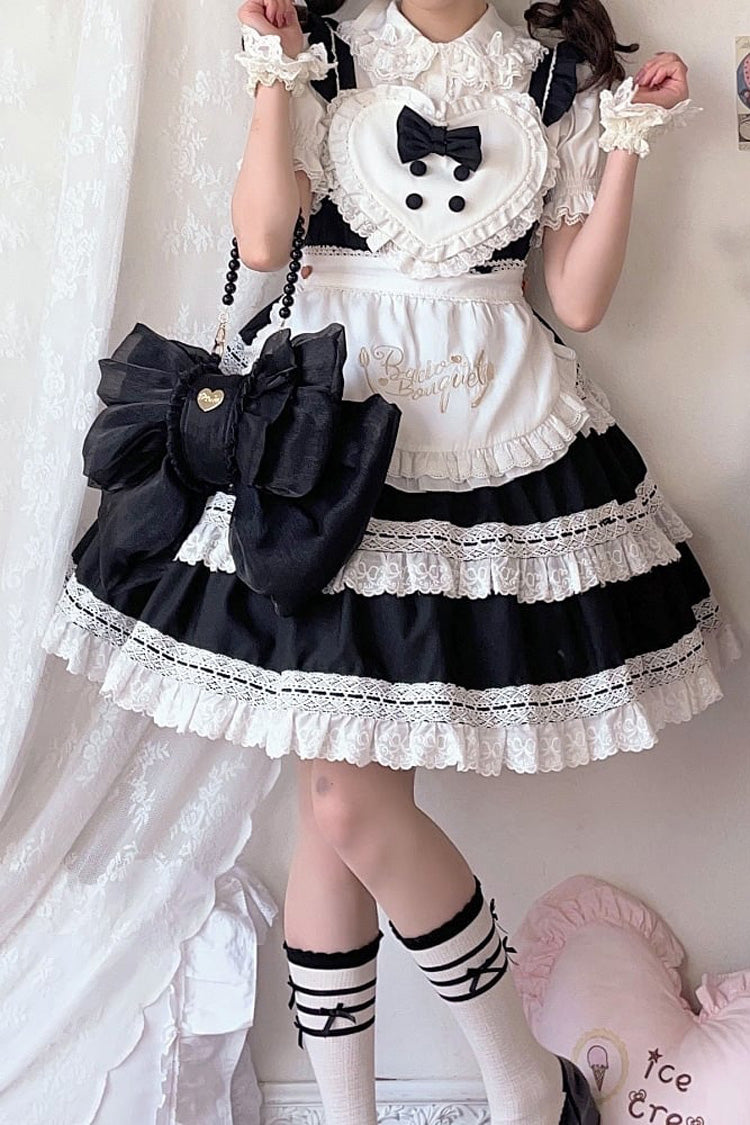 Lolita Backpack with Oversized Bowknot & Metal Heart Plate