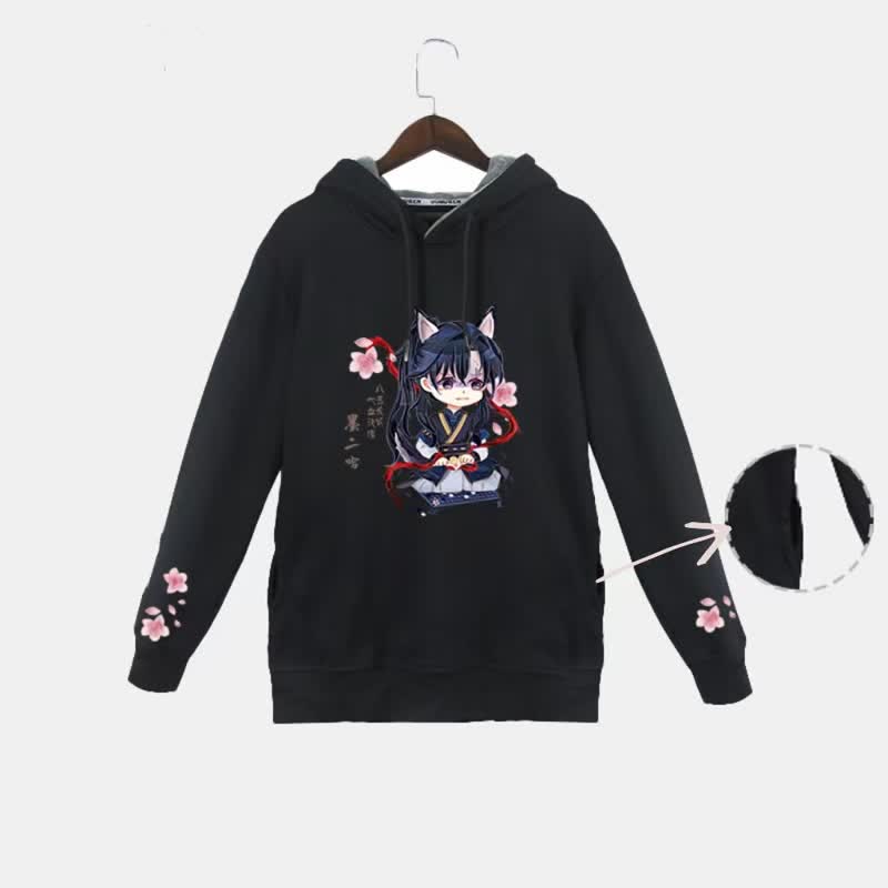 Cartoon Anime White Pocket Plush Hoodie