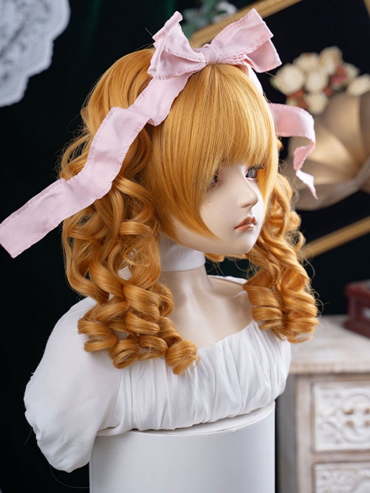 Claw Length 30CM Yellow Clips With Synthetic Ponytail Wig Double