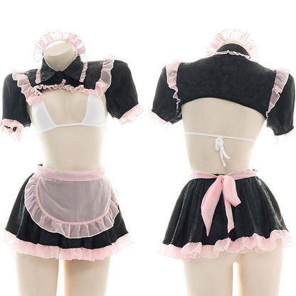 Cute Pink Lace Maid Lingerie Set