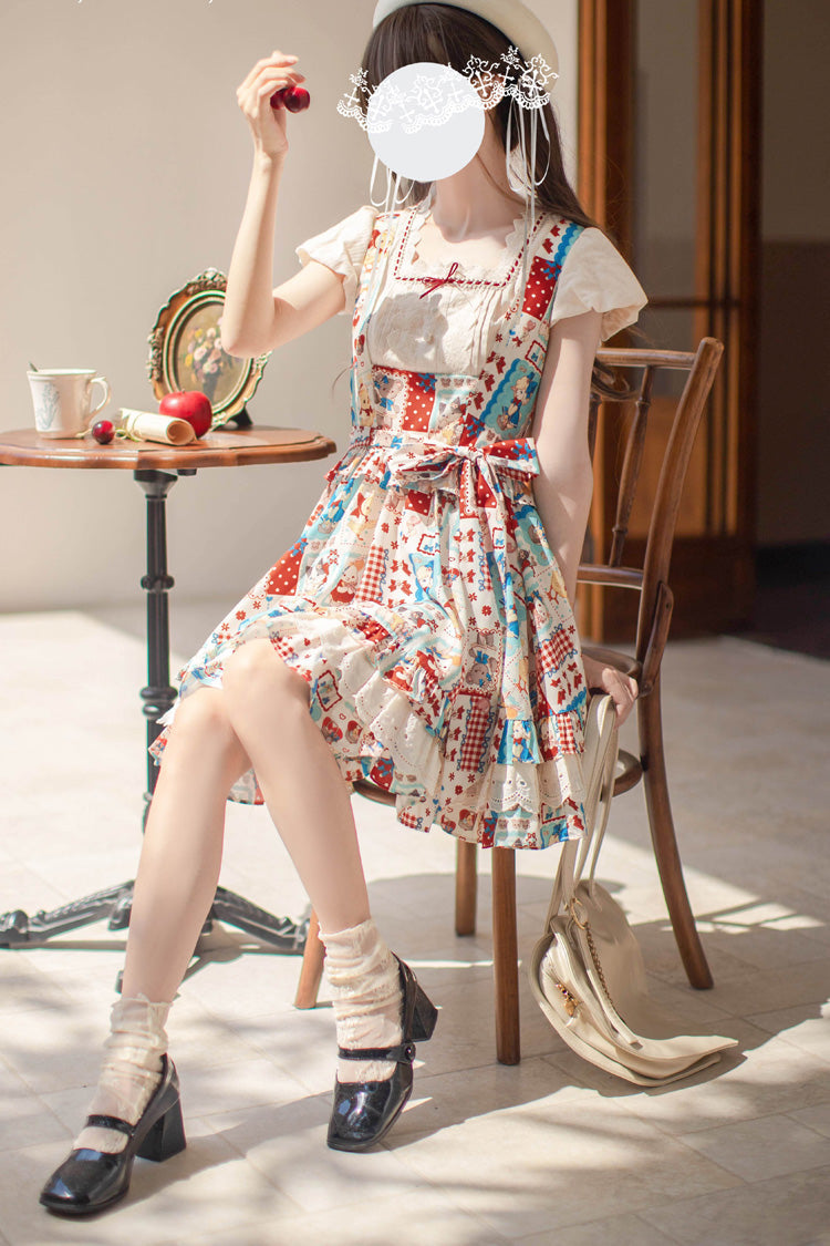 Vintage Lolita Jumper Dress with Layered Ruffles