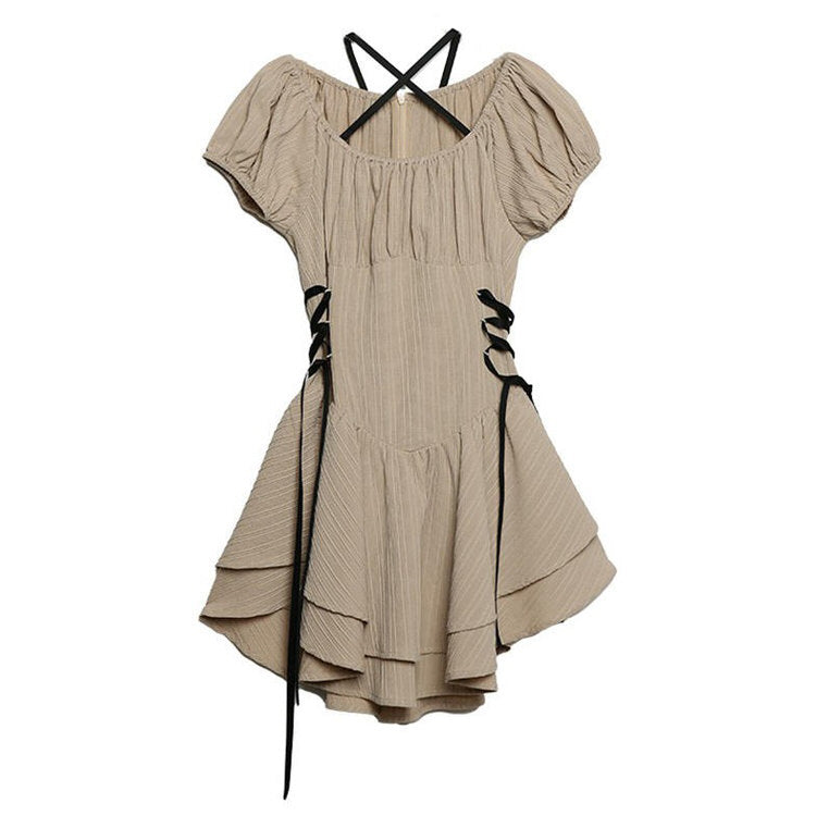 Beige Charming Mini Dress