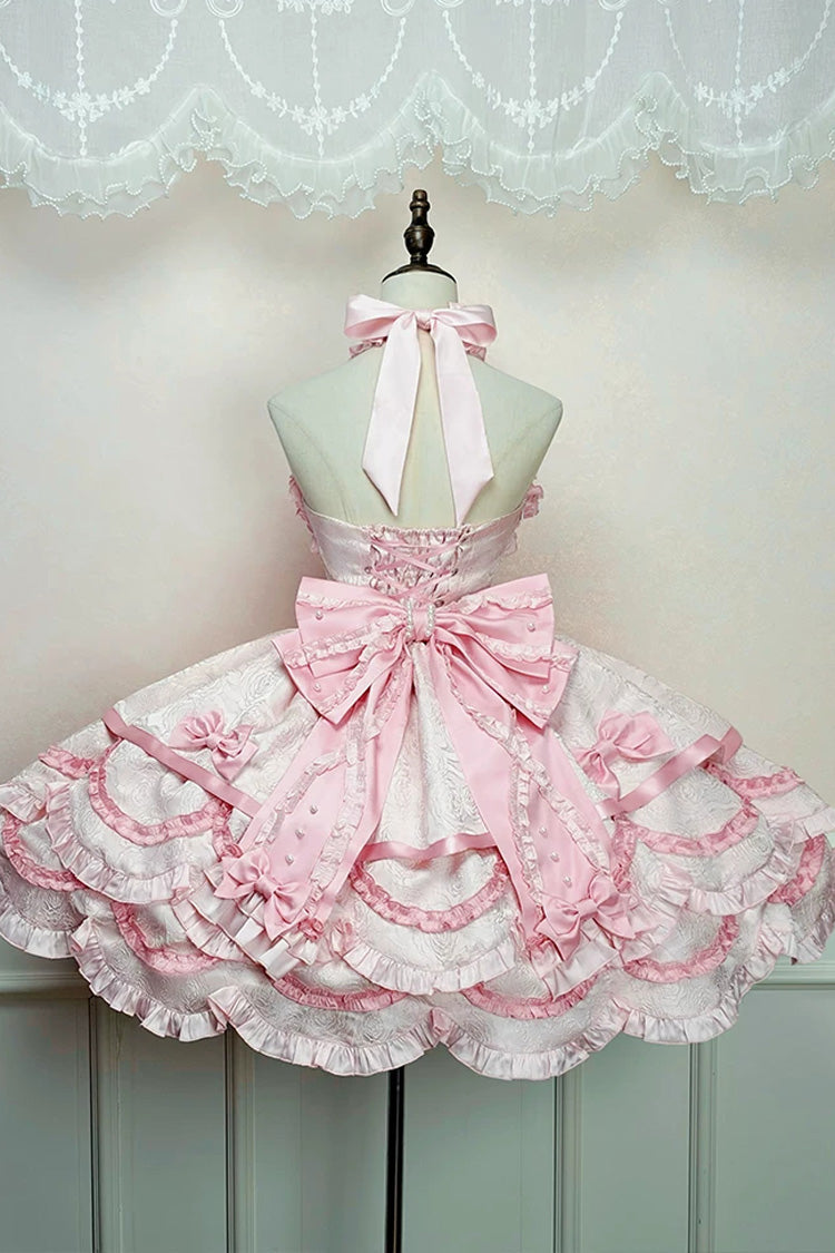 Sweetheart Petals Halterneck JSK with Jacquard & Pearl Trim