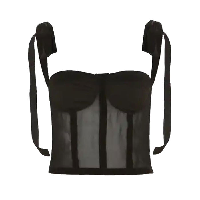 Black Chic Bow Corset Top