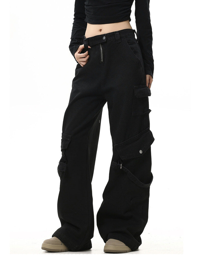 Fashion Black Cargo Jeans