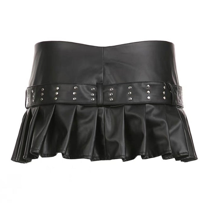 Y2K Black Leather Micro Skirt