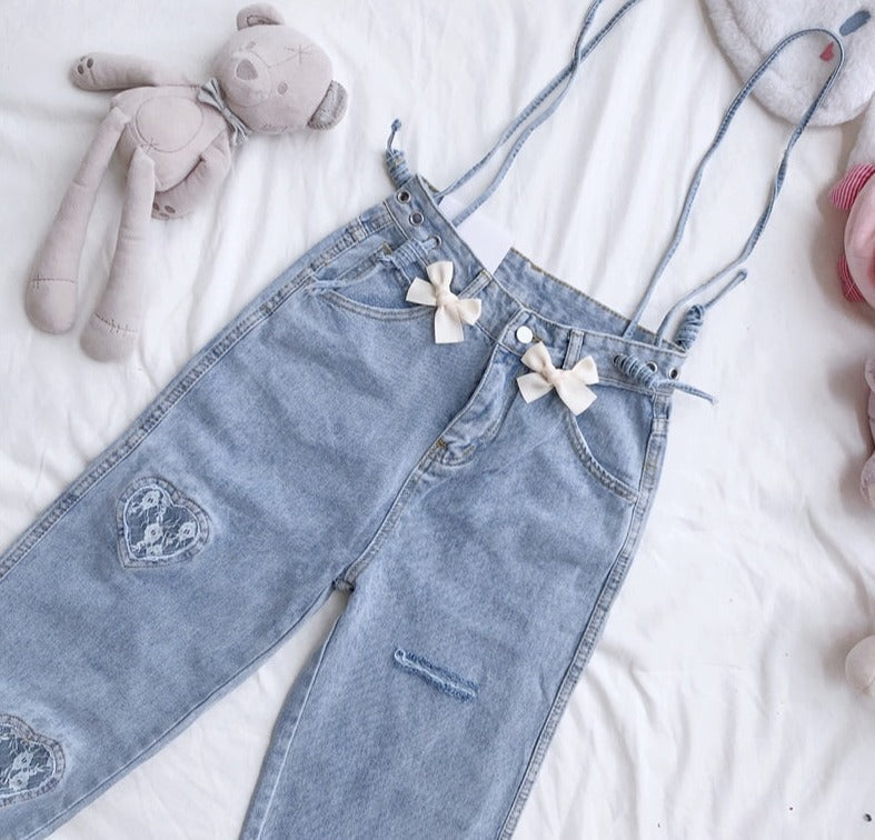 Bow Embellished Denim Jeans