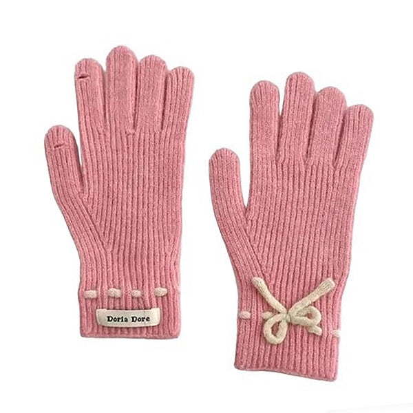 Comfortable Bow Knit Gloves