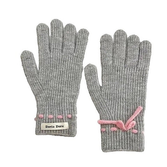 Comfortable Bow Knit Gloves