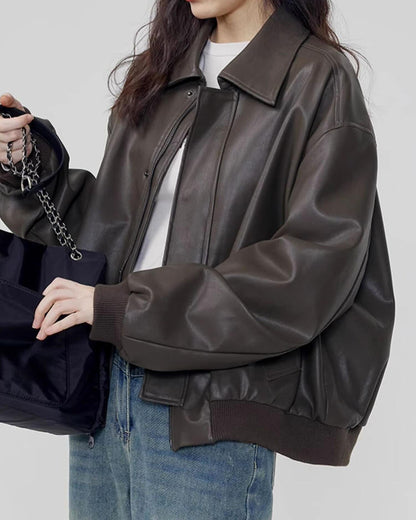 Vintage Leather Bomber Jacket