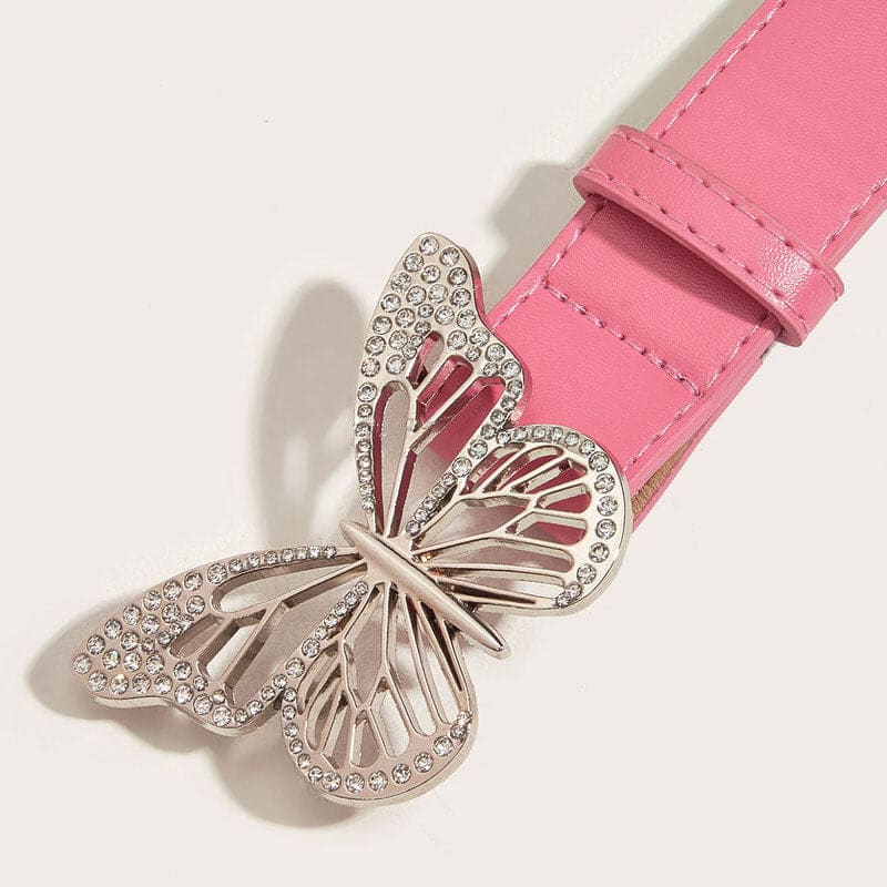 Butterfly Rhinestone Buckle Belt - Belts