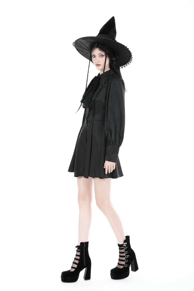 Gothic Dress with Lantern Sleeves and Necktie