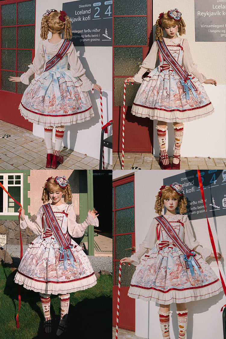 Nutcracker Sleeveless Ruffled Bow College Sweet JSK