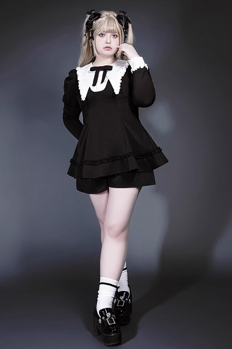 Black and White Sorceress Set with Ruffled Sleeves - Jirai Kei Style