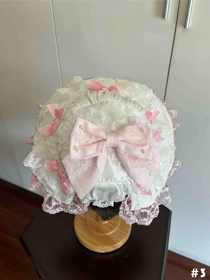 Sweet Pink Hat Decorated Bows Lolita