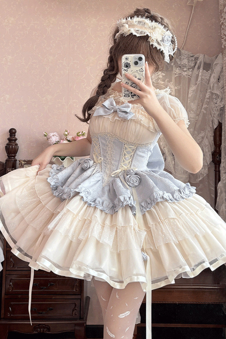 Ballet-Inspired Triple-Layer Lace-Up Bowknot JSK Dress