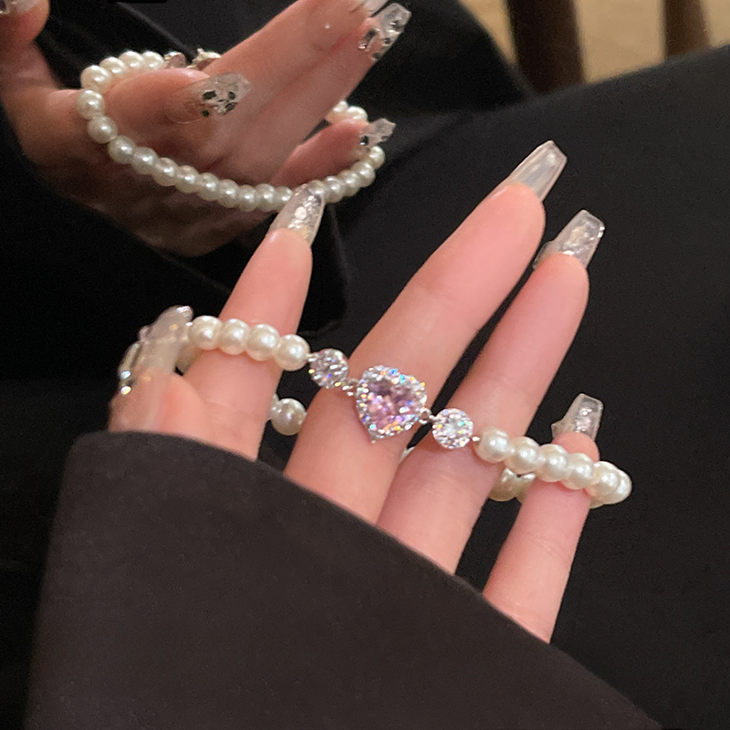 Pink Diamond Pearl Love Bracelet - Heartzcore