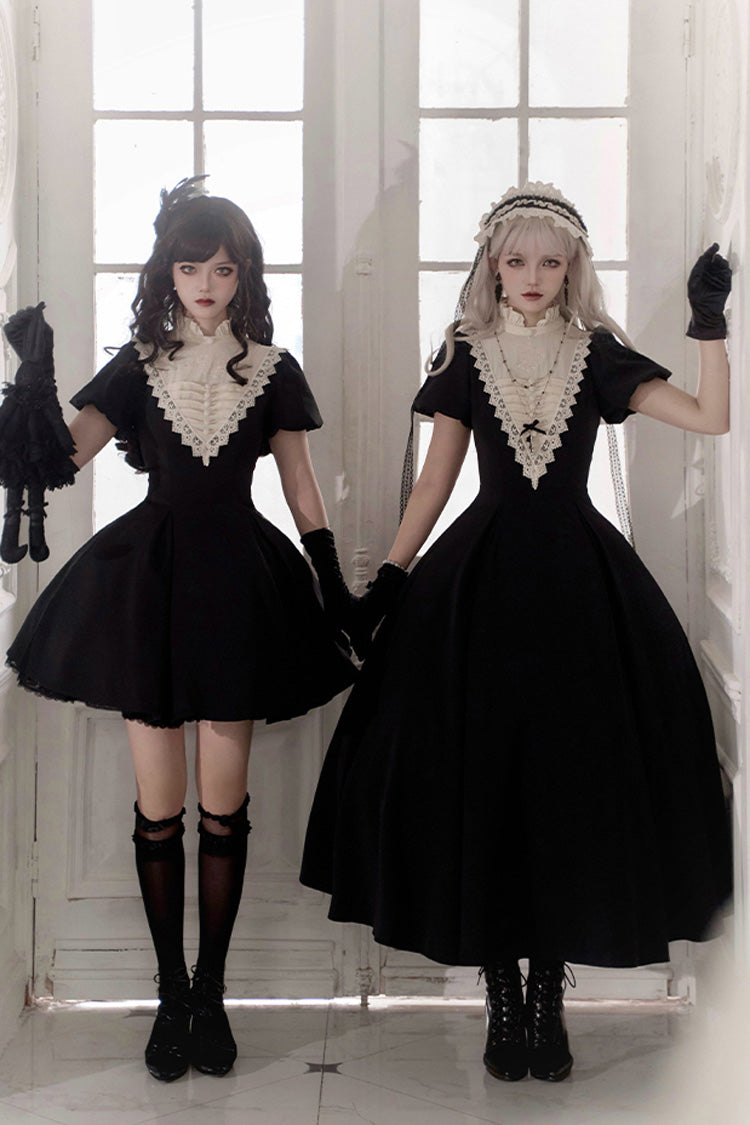 Black Gothic Long Sleeve Ruffled Nun Lolita Dress