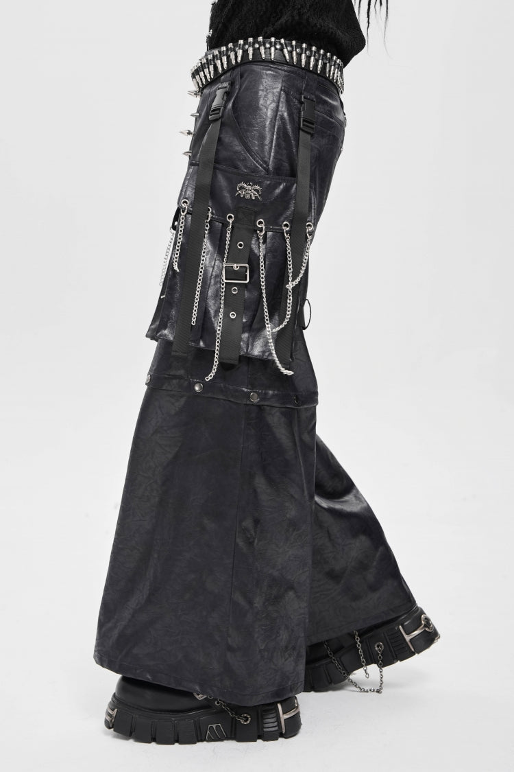 Men's Punk Pants with Big Pockets & Strappy Chain Accents