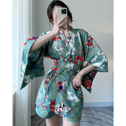 Blue Floral Vintage Print Couple Outfit Pajamas