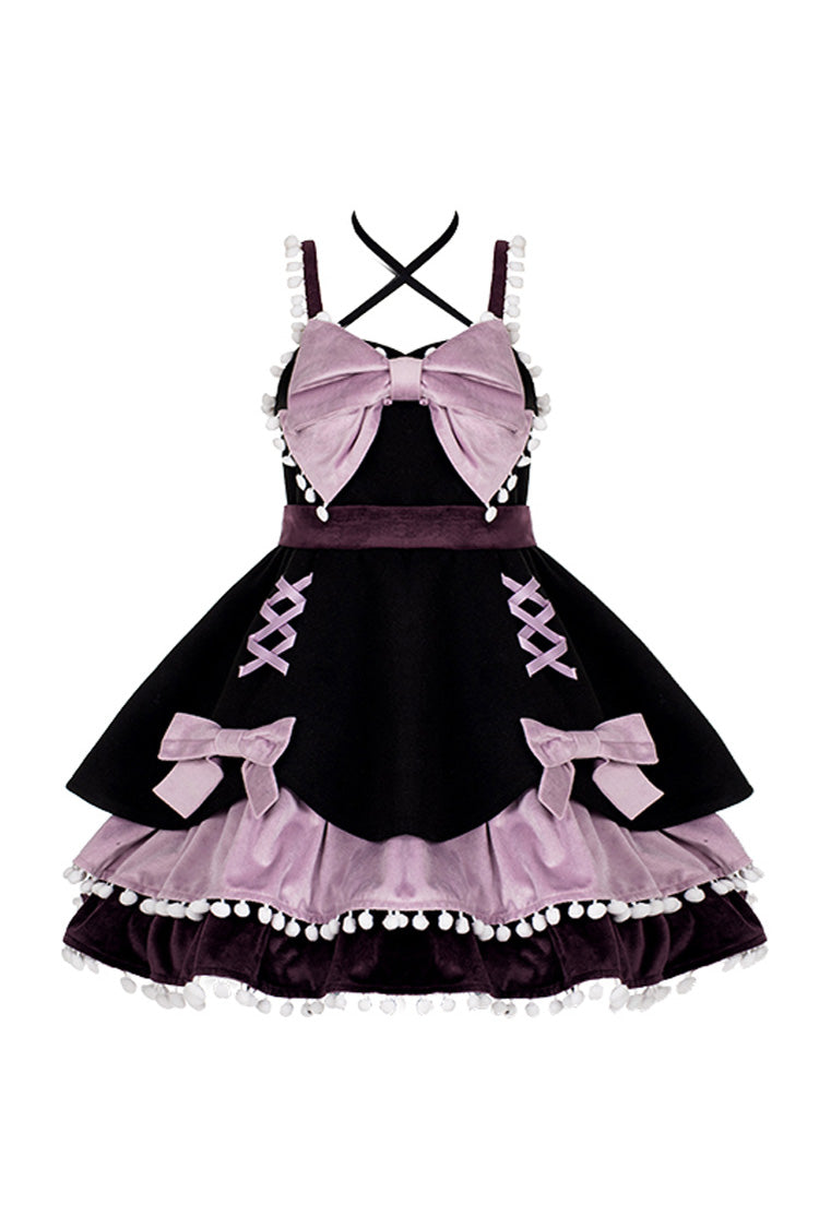 Bow-Trimmed Woolen Sweet JSK Dress with Confession Print - 5 Shades