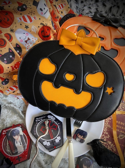 Halloween Black Pumpkin with Bow Tote Bag