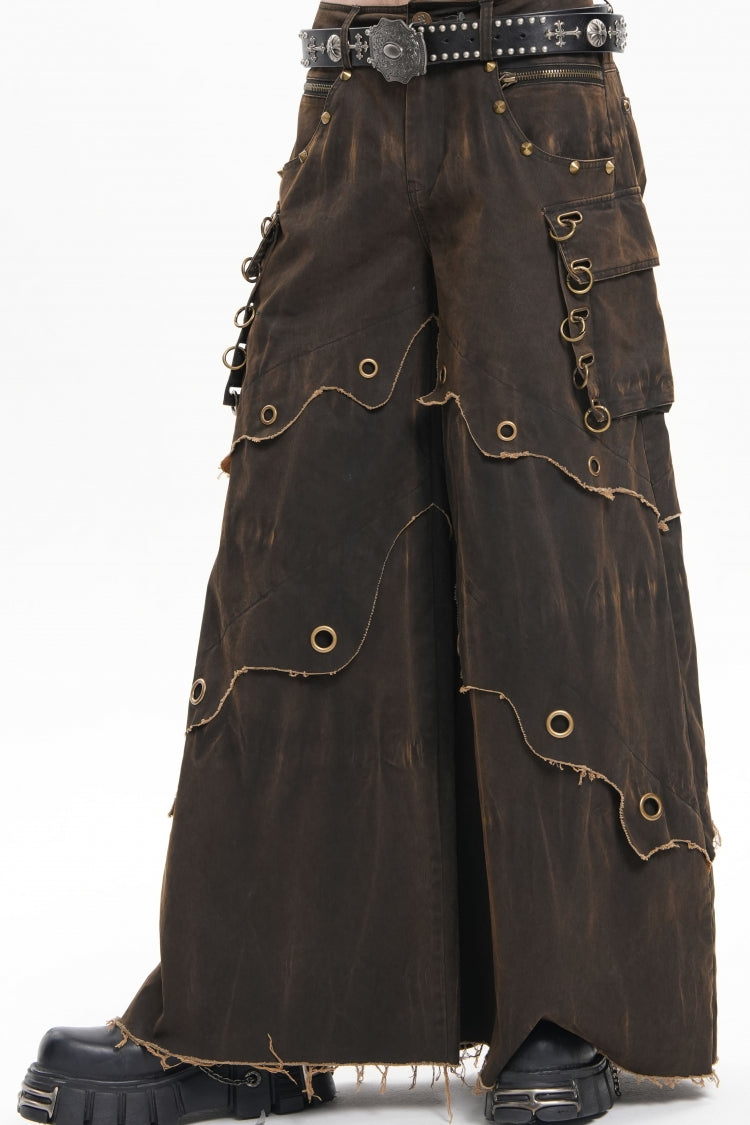 Men's Gothic Trousers with Eyelet Details and Pockets