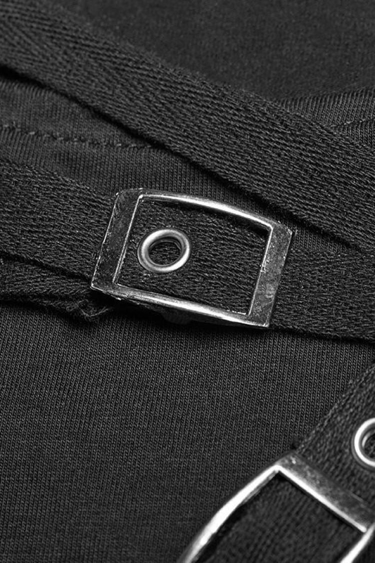 Irregular Hem Punk Vest with Metal Buckle Detail