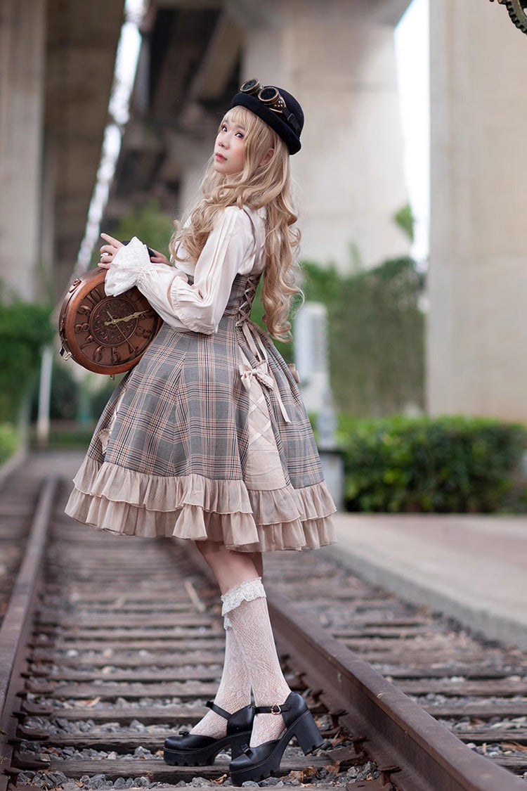 Multi-Color Classic Lolita Dress with Bowknot and Ruffled Sleeveless