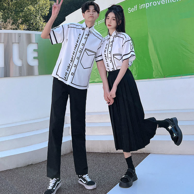 Couple Grafitti Print T-Shirt Skirt Pants