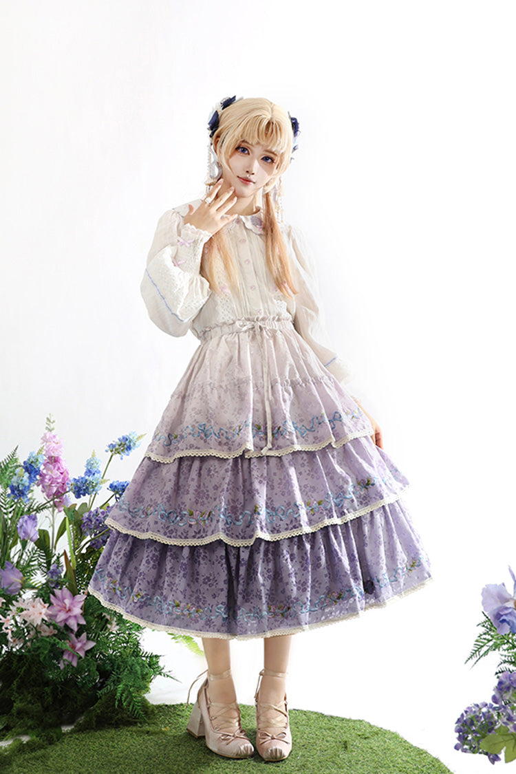 Moonlight Iris Printed Lace Skirt