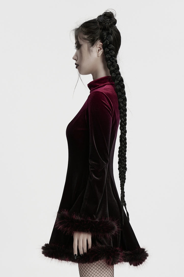 Red Gradient Long Sleeve Gothic Dress