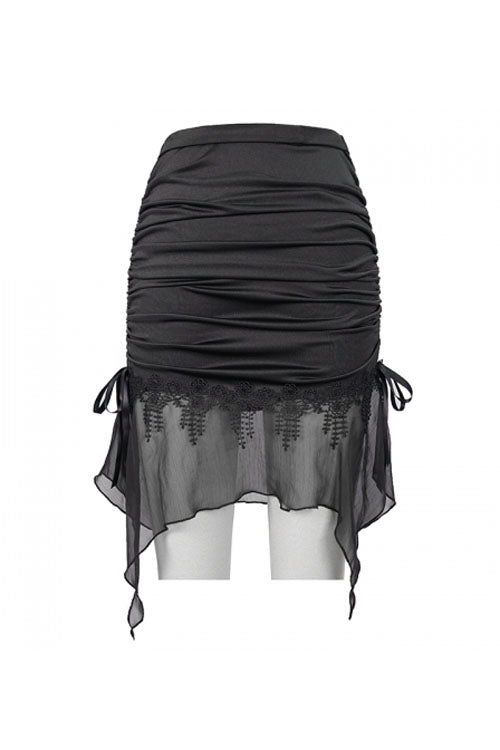 Chiffon Lace-Up Hip-Covering Gothic Swimsuit with Fishtail Skirt